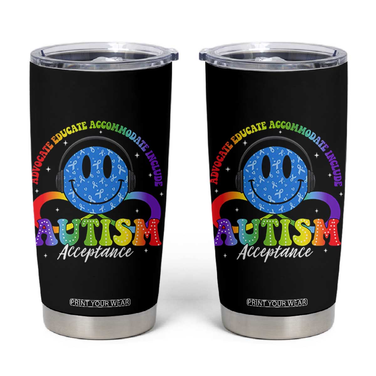 Autism Acceptance Tumbler Cup Acceptance Special Education Teacher Kids TS14 Black Print Your Wear