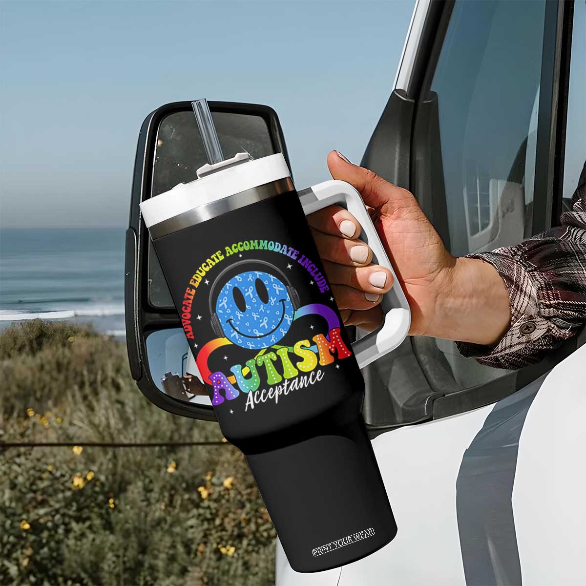 Autism Acceptance Tumbler With Handle Acceptance Special Education Teacher Kids TS14 Print Your Wear