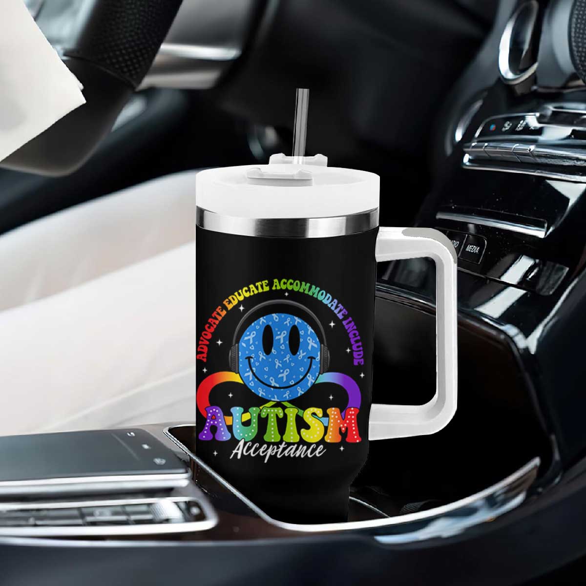 Autism Acceptance Tumbler With Handle Acceptance Special Education Teacher Kids TS14 Print Your Wear