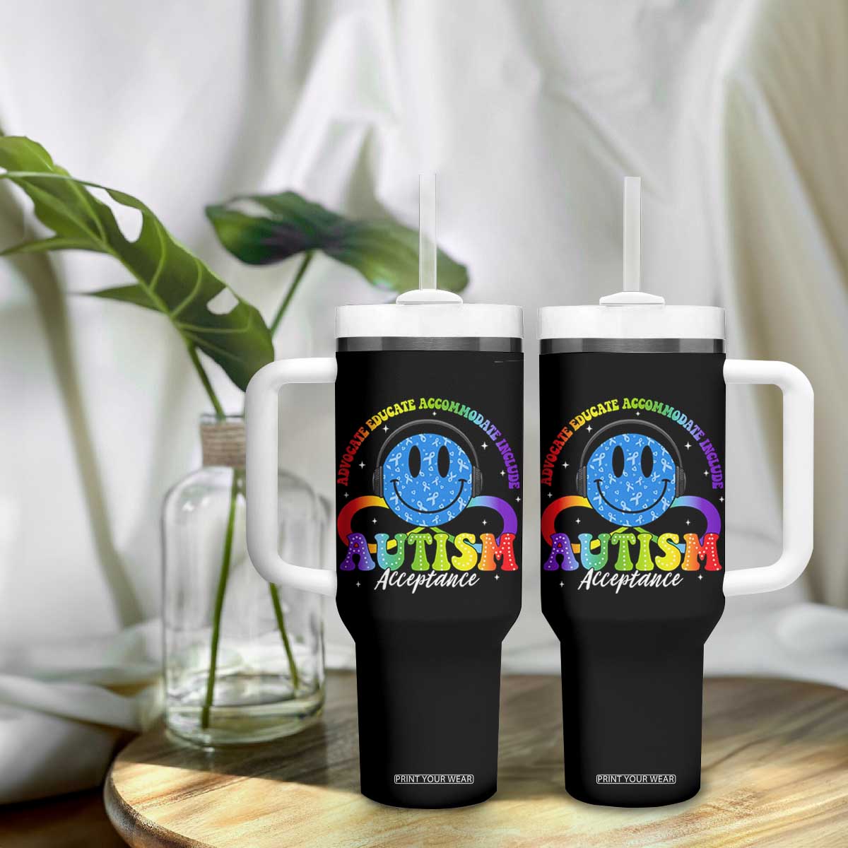 Autism Acceptance Tumbler With Handle Acceptance Special Education Teacher Kids TS14 Print Your Wear