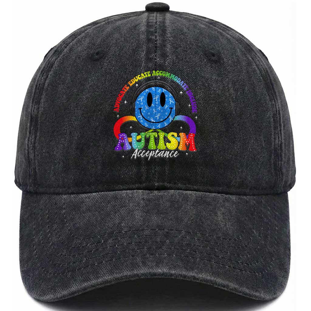 Autism Acceptance Washed Cotton Baseball Cap Acceptance Special Education Teacher Kids TS14 Print Your Wear