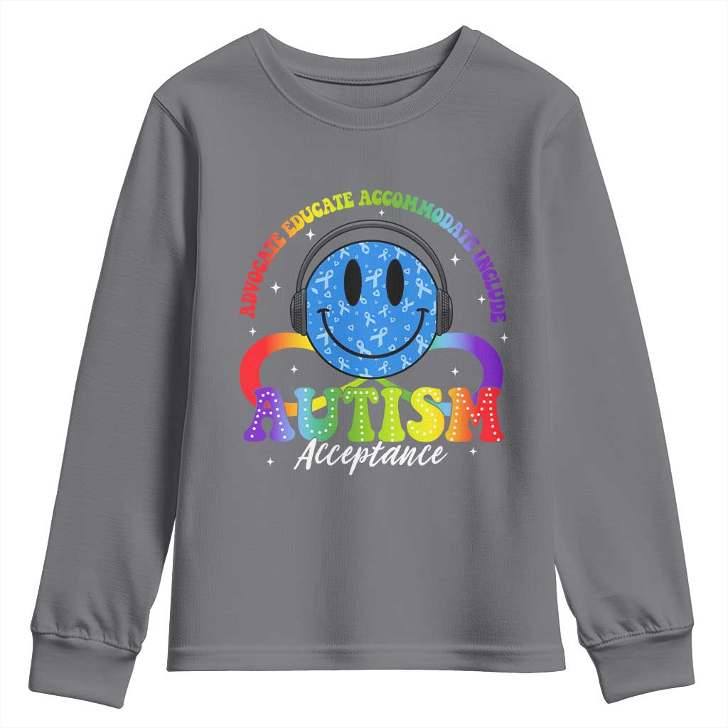 Autism Acceptance Youth Sweatshirt Acceptance Special Education Teacher Kids TS14 Charcoal Print Your Wear