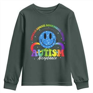 Autism Acceptance Youth Sweatshirt Acceptance Special Education Teacher Kids TS14 Dark Forest Green Print Your Wear