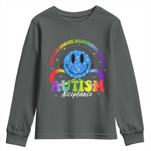 Autism Acceptance Youth Sweatshirt Acceptance Special Education Teacher Kids TS14 Dark Heather Print Your Wear