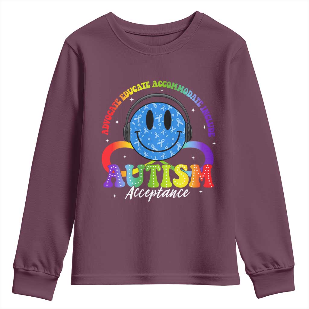 Autism Acceptance Youth Sweatshirt Acceptance Special Education Teacher Kids TS14 Maroon Print Your Wear