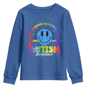 Autism Acceptance Youth Sweatshirt Acceptance Special Education Teacher Kids TS14 Royal Blue Print Your Wear