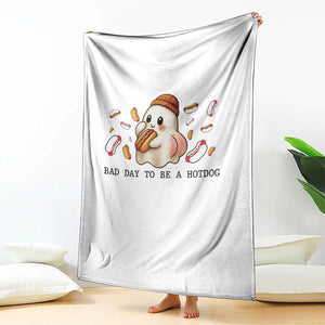 Funny Hot Dog Ghost Halloween Throw Blanket Bad Day To Be A Hotdog TS14 Print Your Wear