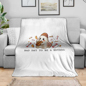 Funny Hot Dog Ghost Halloween Throw Blanket Bad Day To Be A Hotdog TS14 Print Your Wear