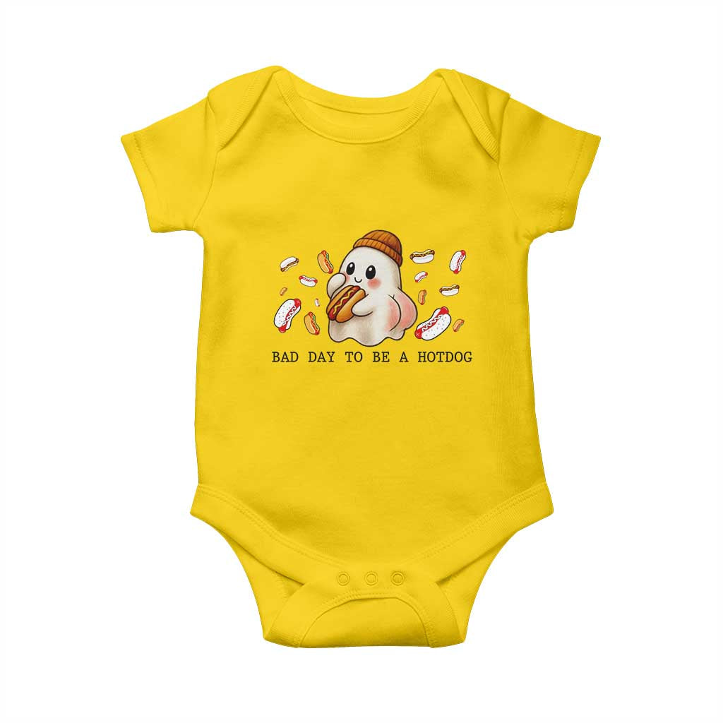Funny Hot Dog Ghost Halloween Baby Onesie Bad Day To Be A Hotdog TS14 Daisy Print Your Wear