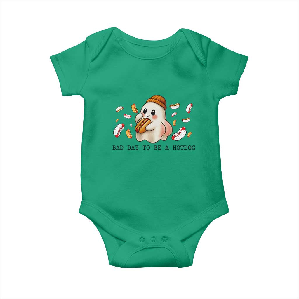 Funny Hot Dog Ghost Halloween Baby Onesie Bad Day To Be A Hotdog TS14 Irish Green Print Your Wear