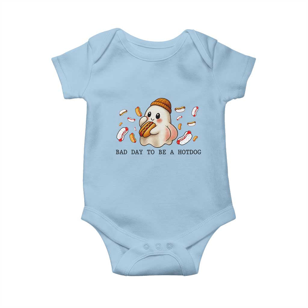 Funny Hot Dog Ghost Halloween Baby Onesie Bad Day To Be A Hotdog TS14 Light Blue Print Your Wear