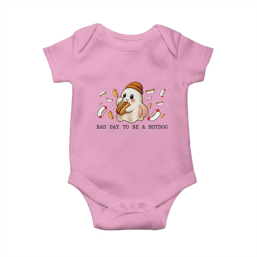 Funny Hot Dog Ghost Halloween Baby Onesie Bad Day To Be A Hotdog TS14 Light Pink Print Your Wear