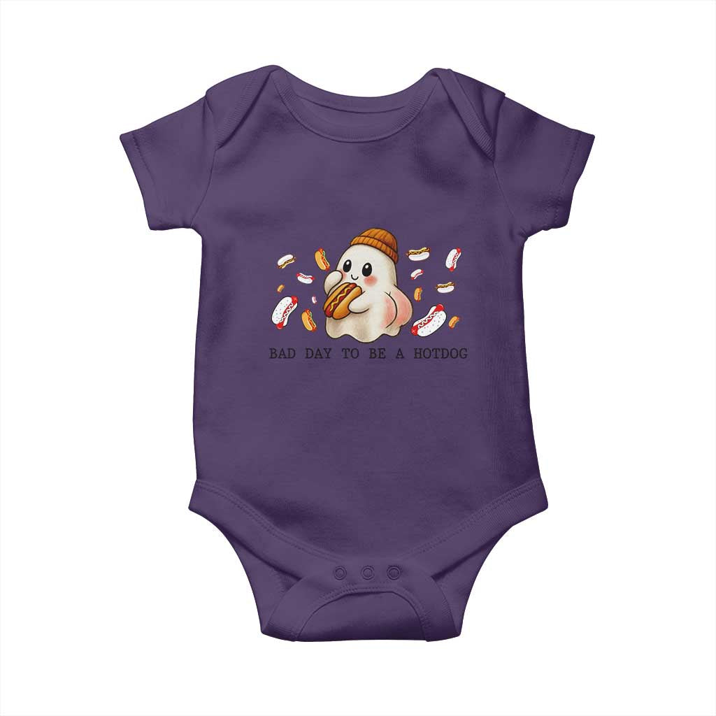 Funny Hot Dog Ghost Halloween Baby Onesie Bad Day To Be A Hotdog TS14 Purple Print Your Wear