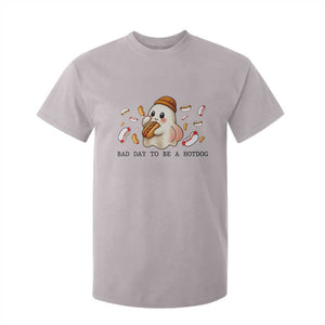 Funny Hot Dog Ghost Halloween T Shirt For Kid Bad Day To Be A Hotdog TS14 Ice Gray Print Your Wear