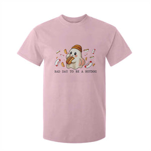 Funny Hot Dog Ghost Halloween T Shirt For Kid Bad Day To Be A Hotdog TS14 Light Pink Print Your Wear