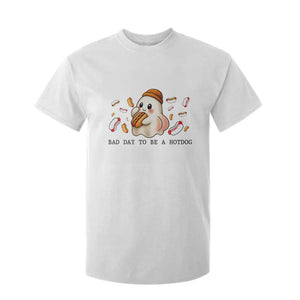 Funny Hot Dog Ghost Halloween T Shirt For Kid Bad Day To Be A Hotdog TS14 White Print Your Wear