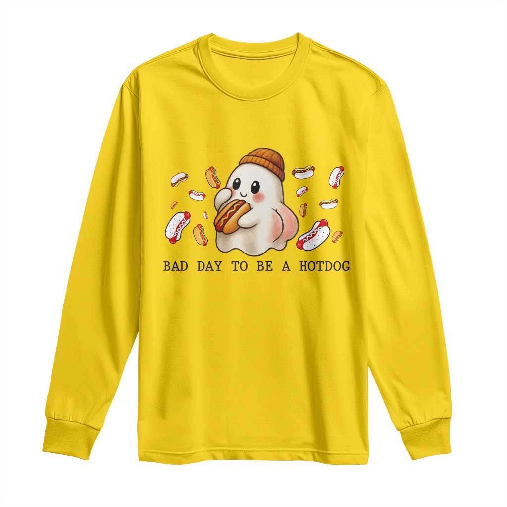 Funny Hot Dog Ghost Halloween Long Sleeve Shirt Bad Day To Be A Hotdog TS14 Daisy Print Your Wear