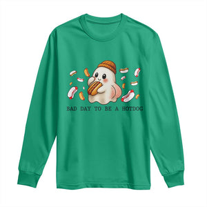 Funny Hot Dog Ghost Halloween Long Sleeve Shirt Bad Day To Be A Hotdog TS14 Irish Green Print Your Wear