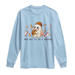 Funny Hot Dog Ghost Halloween Long Sleeve Shirt Bad Day To Be A Hotdog TS14 Light Blue Print Your Wear