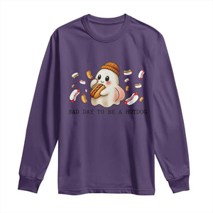 Funny Hot Dog Ghost Halloween Long Sleeve Shirt Bad Day To Be A Hotdog TS14 Purple Print Your Wear