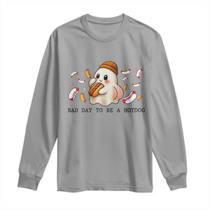 Funny Hot Dog Ghost Halloween Long Sleeve Shirt Bad Day To Be A Hotdog TS14 Sport Gray Print Your Wear