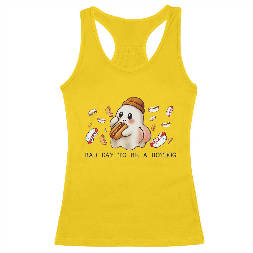 Funny Hot Dog Ghost Halloween Racerback Tank Top Bad Day To Be A Hotdog TS14 Daisy Print Your Wear
