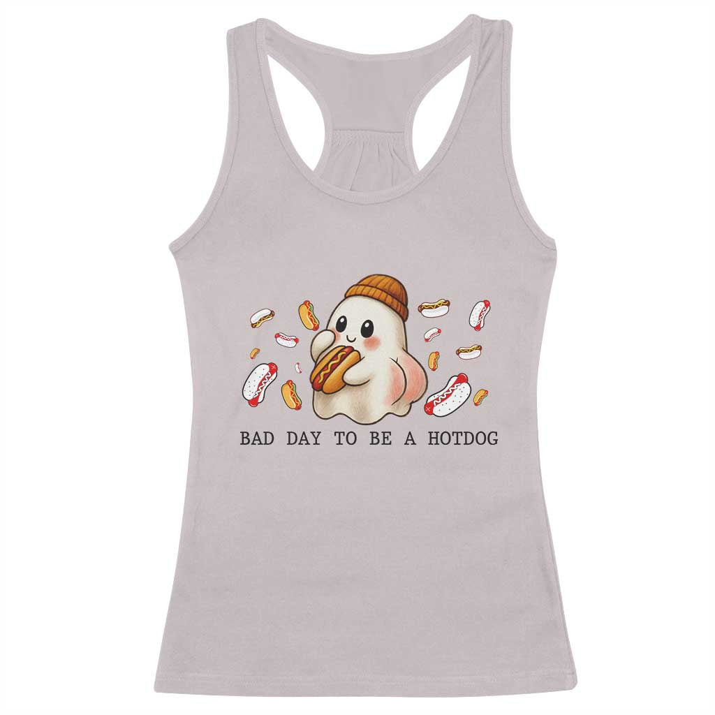Funny Hot Dog Ghost Halloween Racerback Tank Top Bad Day To Be A Hotdog TS14 Ice Gray Print Your Wear