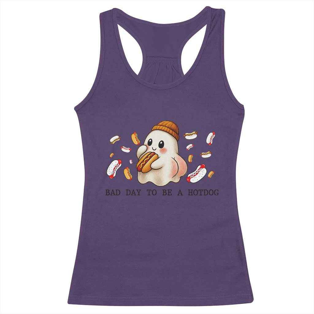 Funny Hot Dog Ghost Halloween Racerback Tank Top Bad Day To Be A Hotdog TS14 Purple Print Your Wear