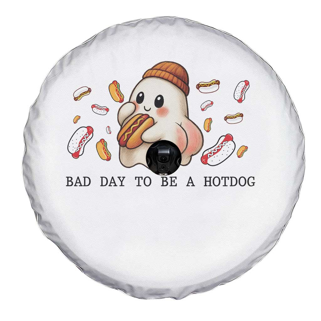 Funny Hot Dog Ghost Halloween Spare Tire Cover Bad Day To Be A Hotdog TS14 Print Your Wear