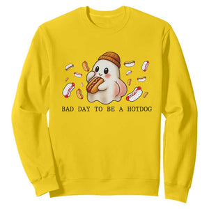Funny Hot Dog Ghost Halloween Sweatshirt Bad Day To Be A Hotdog TS14 Daisy Print Your Wear