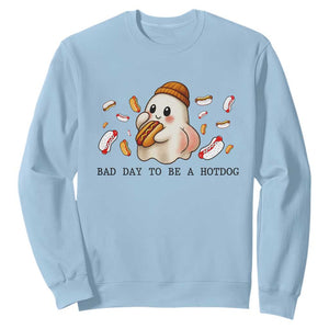 Funny Hot Dog Ghost Halloween Sweatshirt Bad Day To Be A Hotdog TS14 Light Blue Print Your Wear