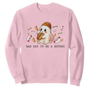 Funny Hot Dog Ghost Halloween Sweatshirt Bad Day To Be A Hotdog TS14 Light Pink Print Your Wear