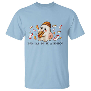 Funny Hot Dog Ghost Halloween T Shirt Bad Day To Be A Hotdog TS14 Light Blue Print Your Wear
