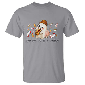 Funny Hot Dog Ghost Halloween T Shirt Bad Day To Be A Hotdog TS14 Sport Gray Print Your Wear