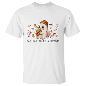 Funny Hot Dog Ghost Halloween T Shirt Bad Day To Be A Hotdog TS14 White Print Your Wear