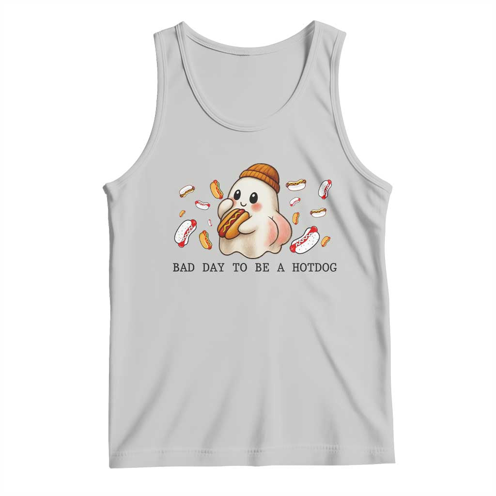 Funny Hot Dog Ghost Halloween Tank Top Bad Day To Be A Hotdog TS14 Ash Print Your Wear
