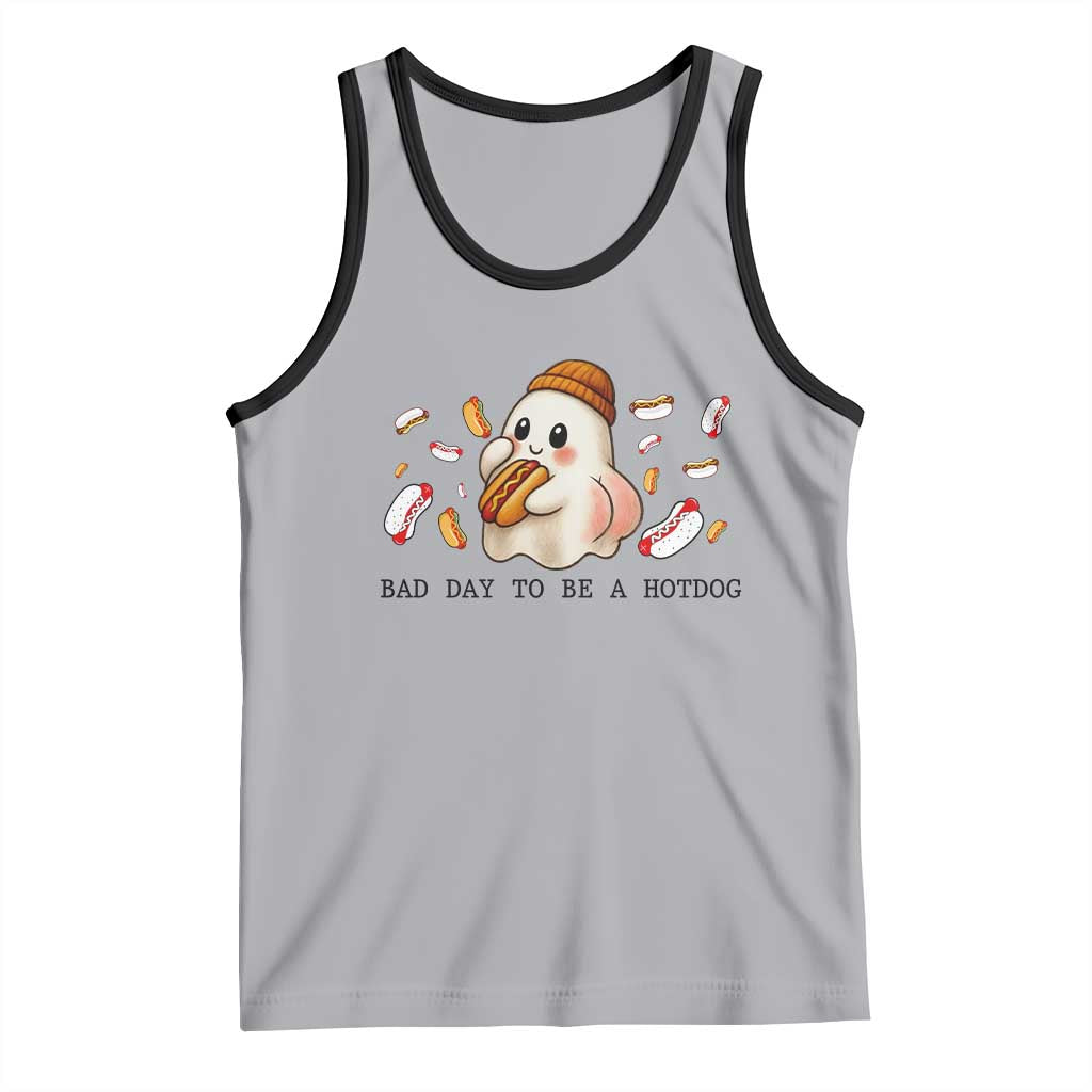 Funny Hot Dog Ghost Halloween Tank Top Bad Day To Be A Hotdog TS14 Athletic Heather Black Print Your Wear