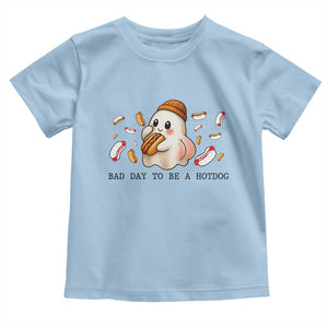 Funny Hot Dog Ghost Halloween Toddler T Shirt Bad Day To Be A Hotdog TS14 Light Blue Print Your Wear