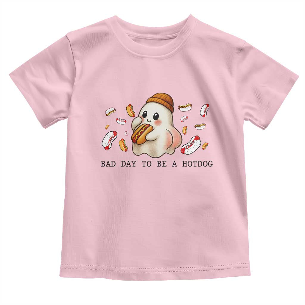 Funny Hot Dog Ghost Halloween Toddler T Shirt Bad Day To Be A Hotdog TS14 Light Pink Print Your Wear
