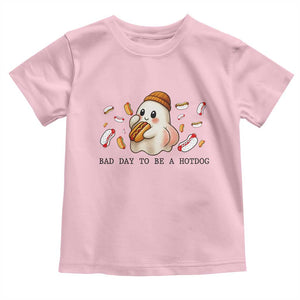 Funny Hot Dog Ghost Halloween Toddler T Shirt Bad Day To Be A Hotdog TS14 Light Pink Print Your Wear