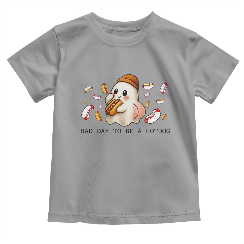 Funny Hot Dog Ghost Halloween Toddler T Shirt Bad Day To Be A Hotdog TS14 Sport Gray Print Your Wear