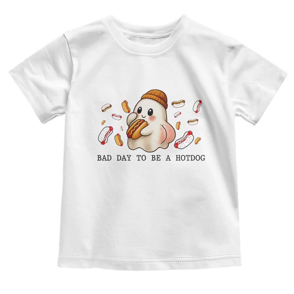 Funny Hot Dog Ghost Halloween Toddler T Shirt Bad Day To Be A Hotdog TS14 White Print Your Wear
