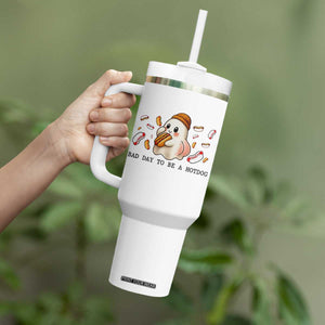 Funny Hot Dog Ghost Halloween Tumbler With Handle Bad Day To Be A Hotdog - Print Your Wear