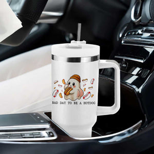 Funny Hot Dog Ghost Halloween Tumbler With Handle Bad Day To Be A Hotdog - Print Your Wear