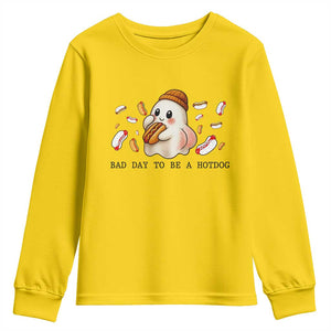 Funny Hot Dog Ghost Halloween Youth Sweatshirt Bad Day To Be A Hotdog TS14 Daisy Print Your Wear