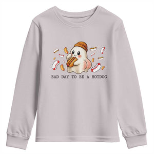 Funny Hot Dog Ghost Halloween Youth Sweatshirt Bad Day To Be A Hotdog TS14 Ice Gray Print Your Wear