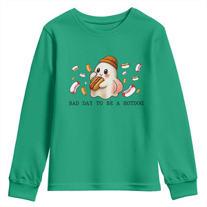 Funny Hot Dog Ghost Halloween Youth Sweatshirt Bad Day To Be A Hotdog TS14 Irish Green Print Your Wear