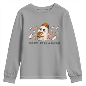 Funny Hot Dog Ghost Halloween Youth Sweatshirt Bad Day To Be A Hotdog TS14 Sport Gray Print Your Wear