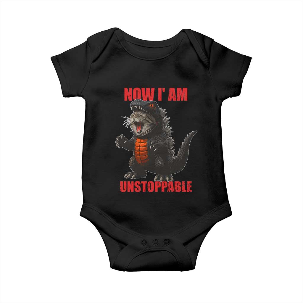 Now I Am Unstoppable Baby Onesie Funny Cat Japanese Anime Kawaii TS14 Black Print Your Wear
