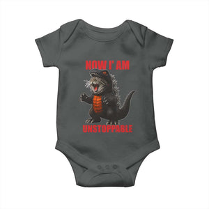 Now I Am Unstoppable Baby Onesie Funny Cat Japanese Anime Kawaii TS14 Dark Heather Print Your Wear